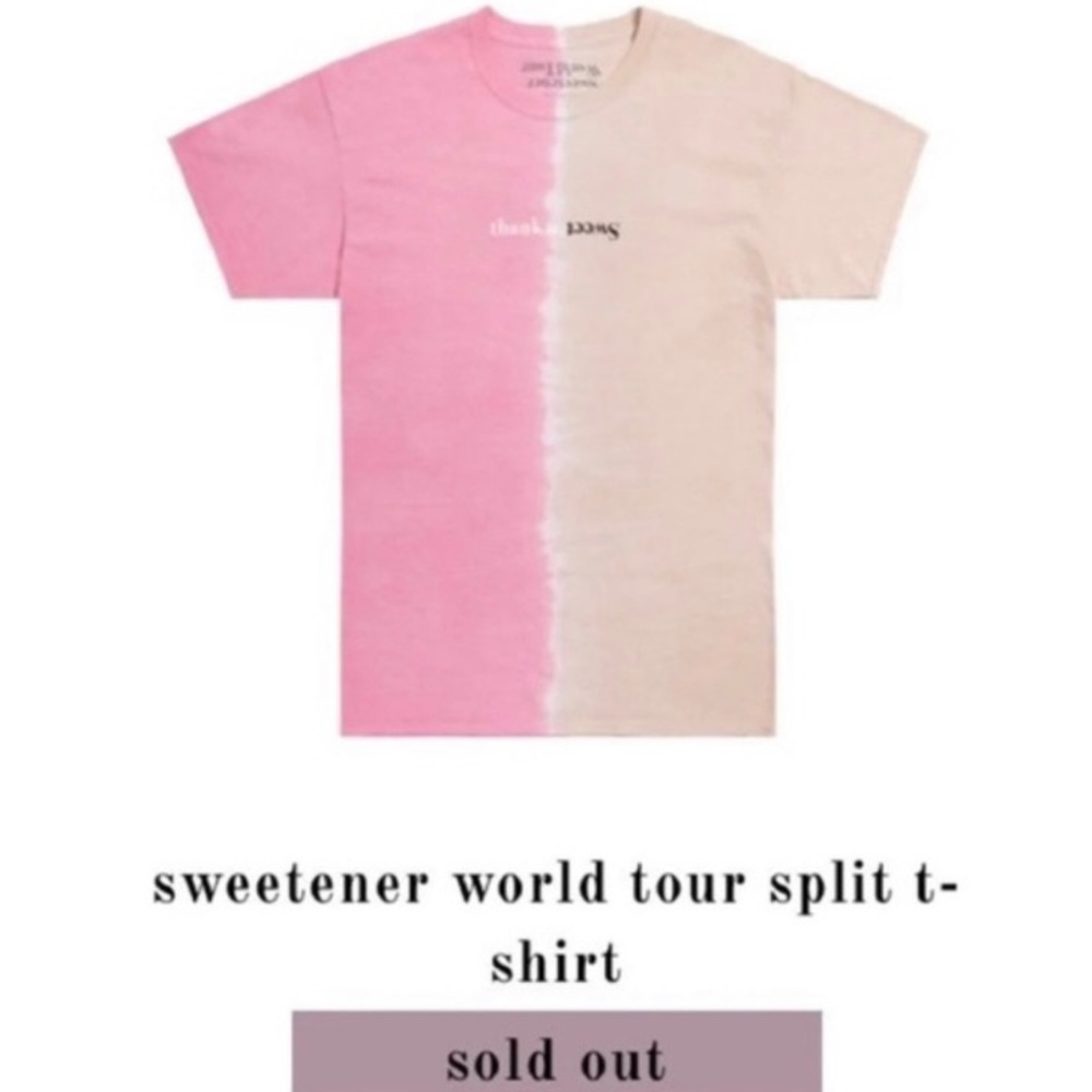 ARIANA GRANDE Sweetener Thank U Next World Tour SWT Split Color T-Shirt XL NEW